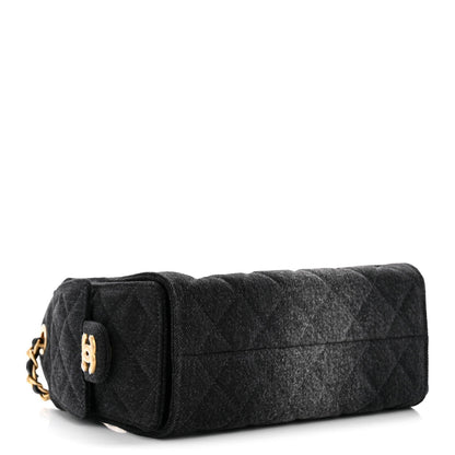 Washed Denim Quilted Mini Chanel 25 Handbag Black