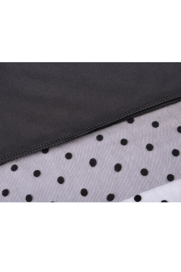 Vestido princesa con falda de gasa de cintura alta y lunares