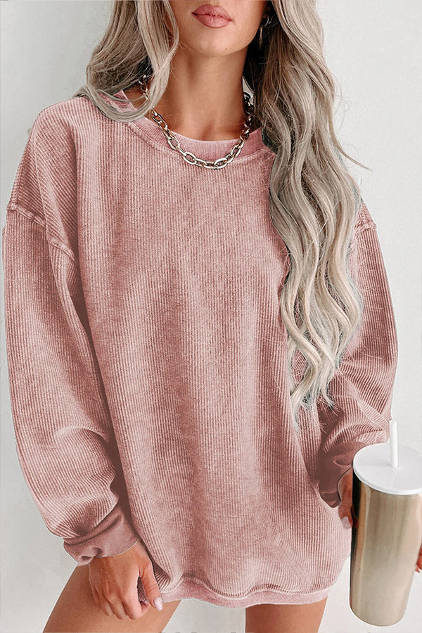 Sudadera con cuello redondo y canalé liso