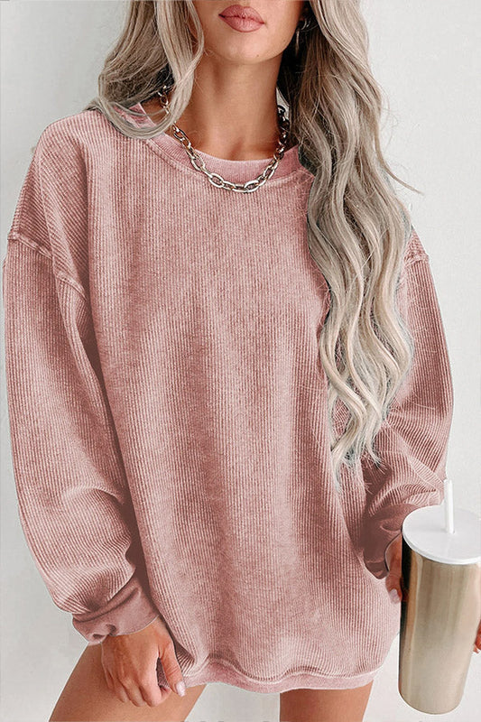 Sudadera con cuello redondo y canalé liso