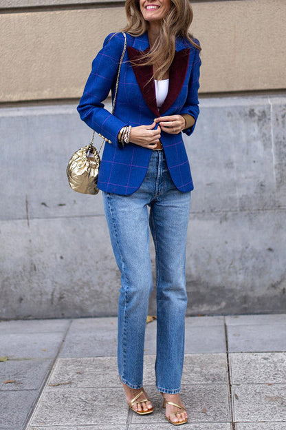 Blazer elegante con solapa en contraste