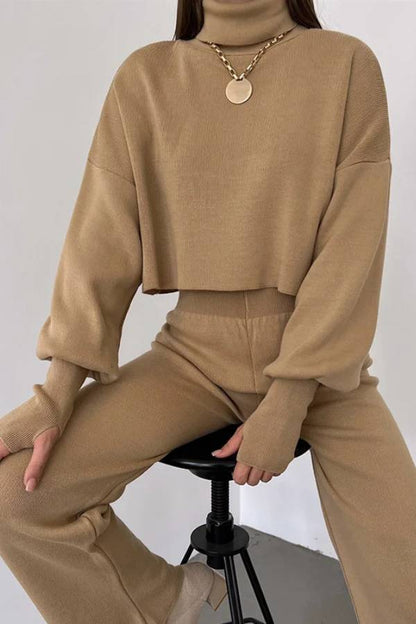 Conjunto informal de dos piezas de top y pantalón de manga larga holgado