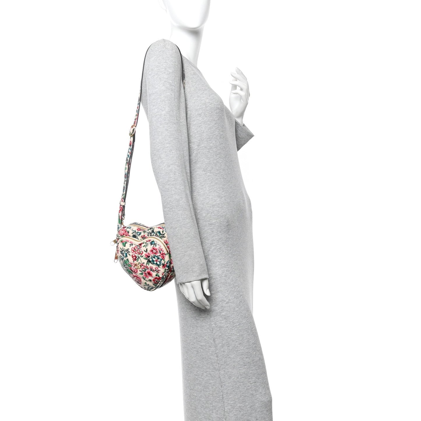 Matelasse Diagonal Brit Roses Print Mini Interlocking G Heart Shoulder Bag Multicolor
