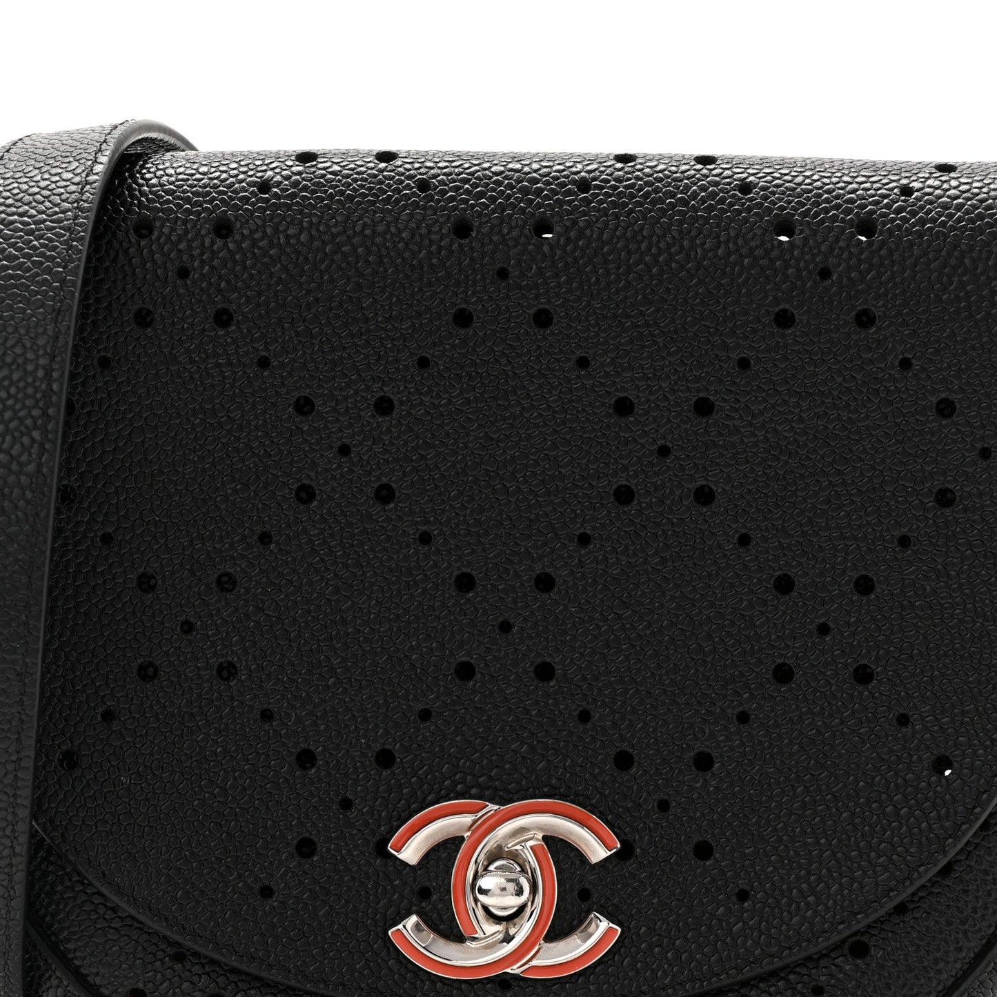 Caviar Perforated Messenger Bag Black