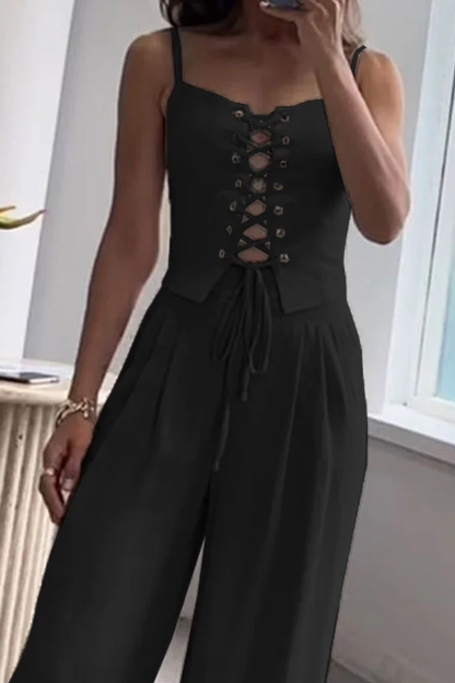 Conjunto de dos piezas de top y pantalón de tiras para mujer Commuter All-Match