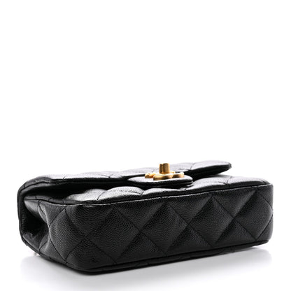 Caviar Quilted Mini Sweetheart Rectangular Flap Black