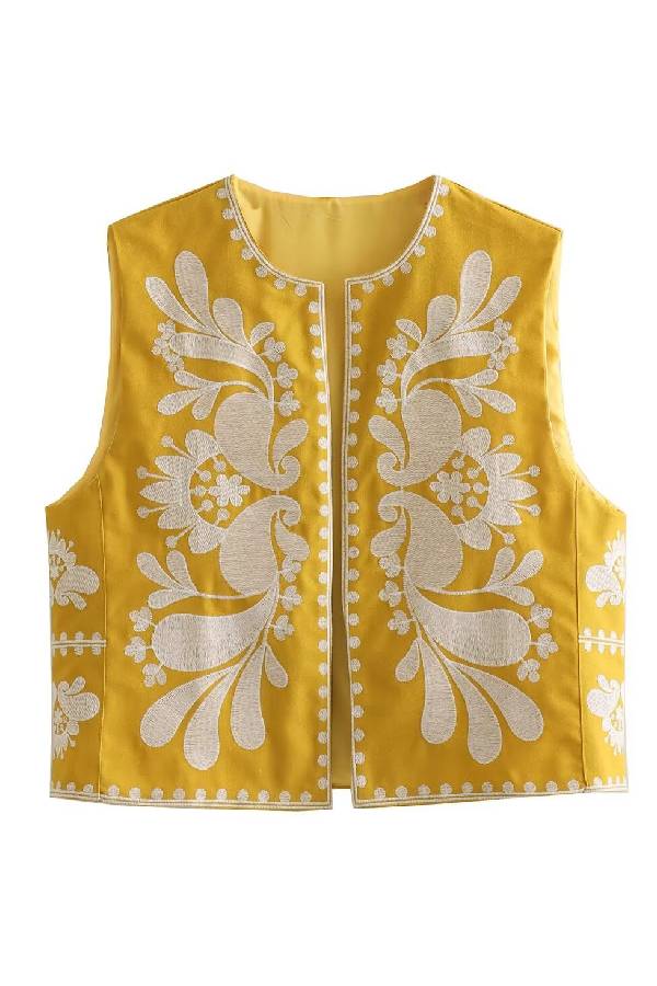 Chaqueta bordada sin mangas 
