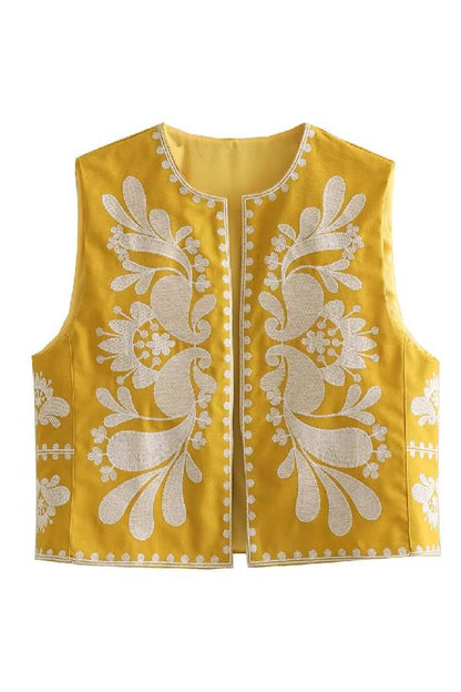 Chaqueta bordada sin mangas 