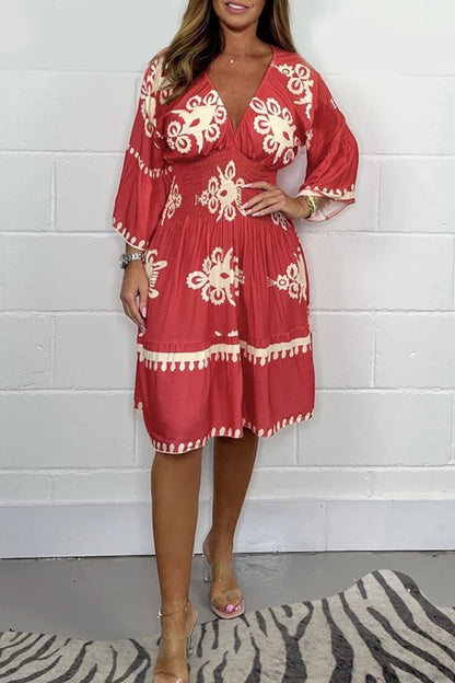 VESTIDO ESTAMPADO CON CUELLO EN V