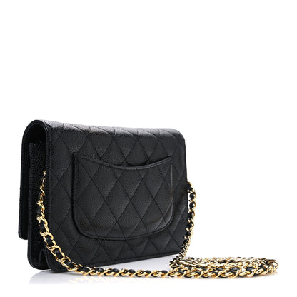 Caviar Quilted Wallet On Chain WOC Black