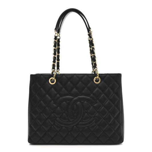 Caviar Quilted Grand Shopping Tote GST Black
