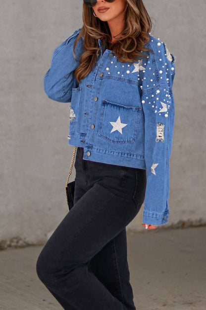 Chaqueta vaquera con detalle de cuentas
