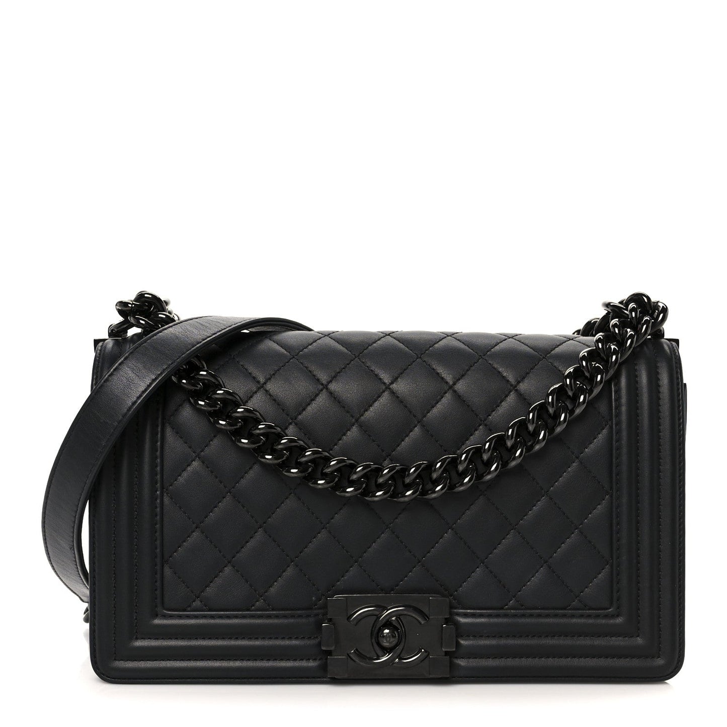 Calfskin Quilted Medium Boy Flap So Black