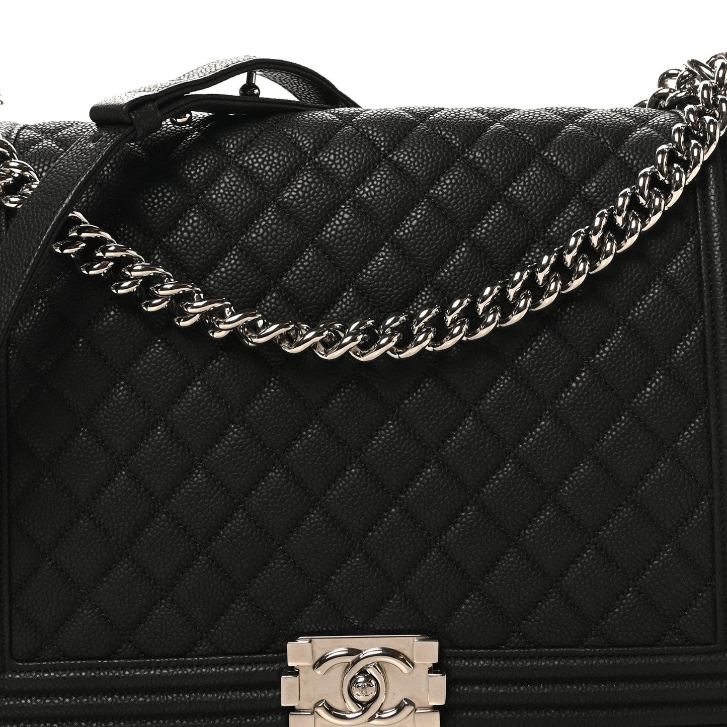 Caviar Quilted Large Boy Flap Black