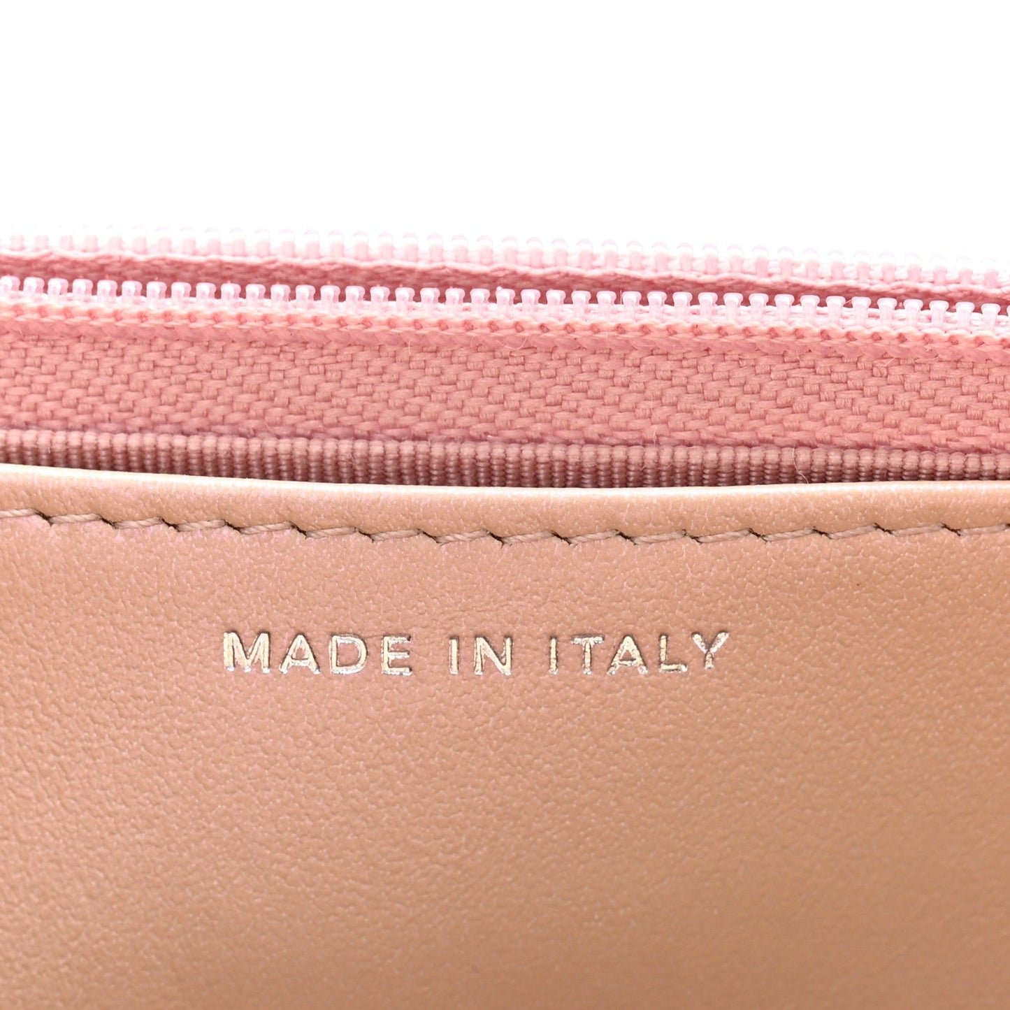 Iridescent Calfskin Quilted Wallet On Chain WOC Pink