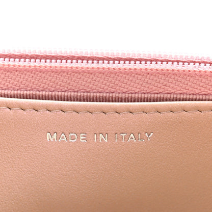 Iridescent Calfskin Quilted Wallet On Chain WOC Pink