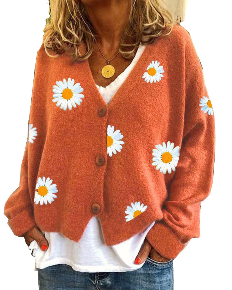 Cárdigan de mujer con estampado de crisantemo