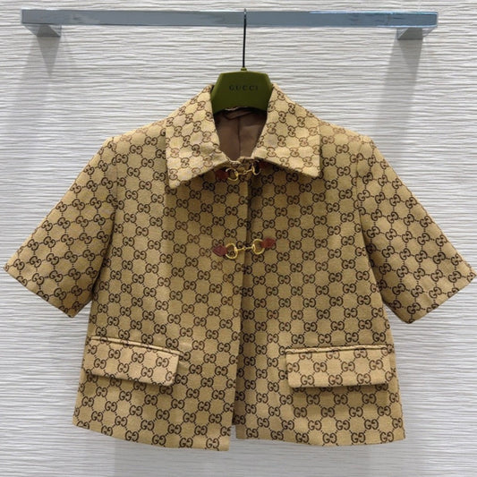 Gucci 2025 Short Jacket Camel and Ebony Polyester Fiber
