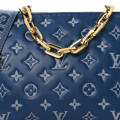 Lambskin Embossed Monogram Coussin PM Denim Blue