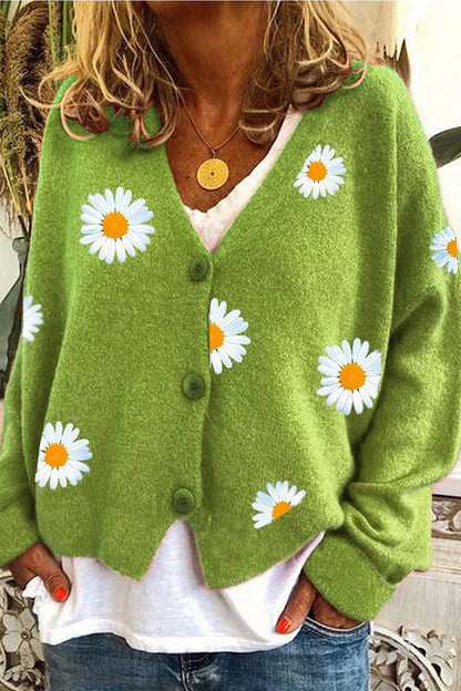 Cárdigan de mujer con estampado de crisantemo