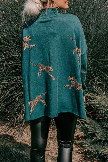 SUDADERA RELAJADA CON ABERTURA DE LEOPARDO, ACOGEDORA Y AMABLE