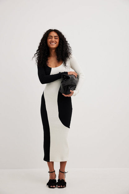 Vestido midi de punto en contraste Belén 