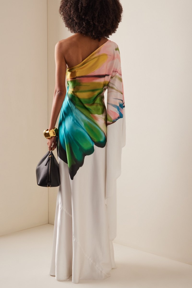 Bernice Printed Single Sleeve Maxi Dress