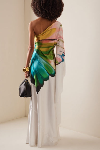 Bernice Printed Single Sleeve Maxi Dress
