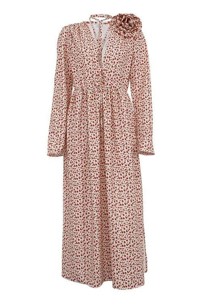 Vestido midi con escote en V y flores Bertha 