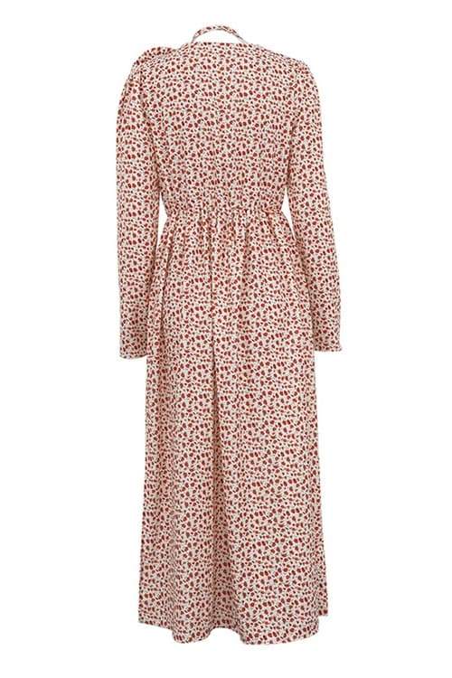 Vestido midi con escote en V y flores Bertha 