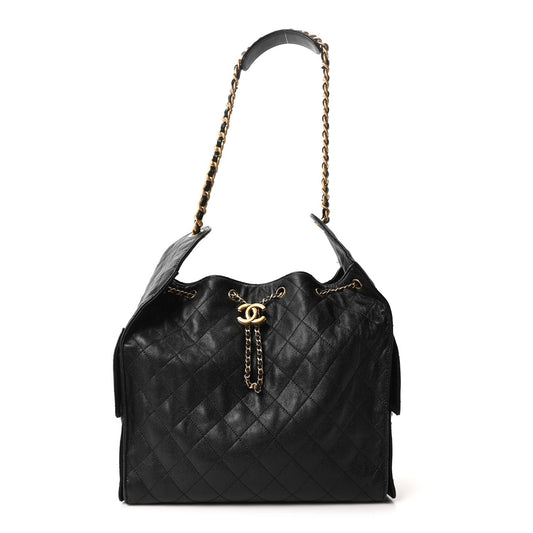 Caviar Quilted Medium Chanel 25 Handbag Black