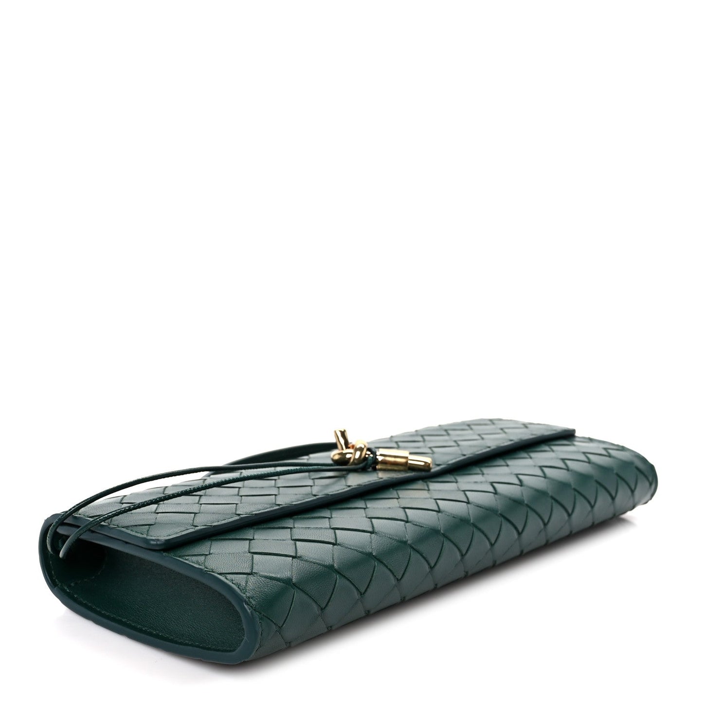 Nappa Intrecciato Long Andiamo Top Handle Clutch Emerald Green