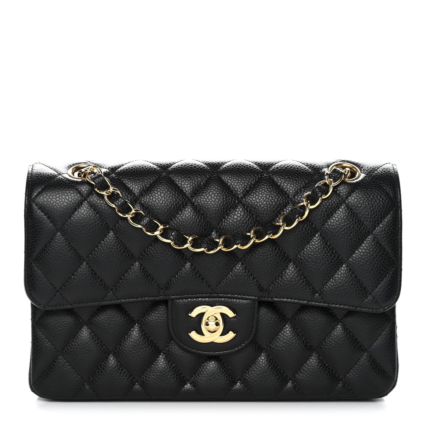 Caviar Quilted Small Double Flap Black