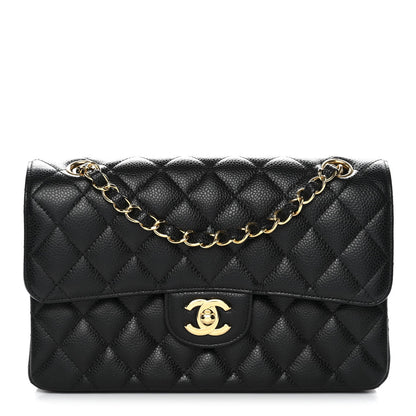 Caviar Quilted Small Double Flap Black