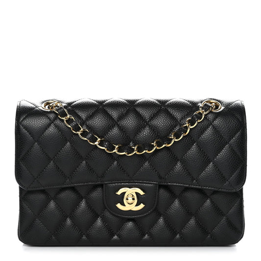 Caviar Quilted Small Double Flap Black