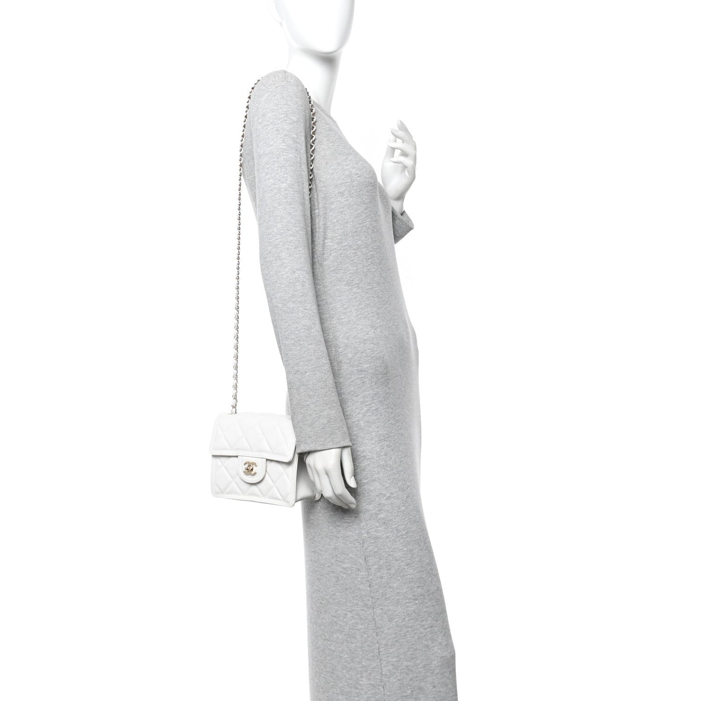 Caviar Quilted Mini Sweet Classic Flap White