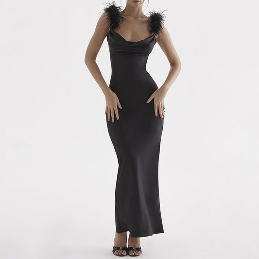 Suspender Neck Long Dress for Women