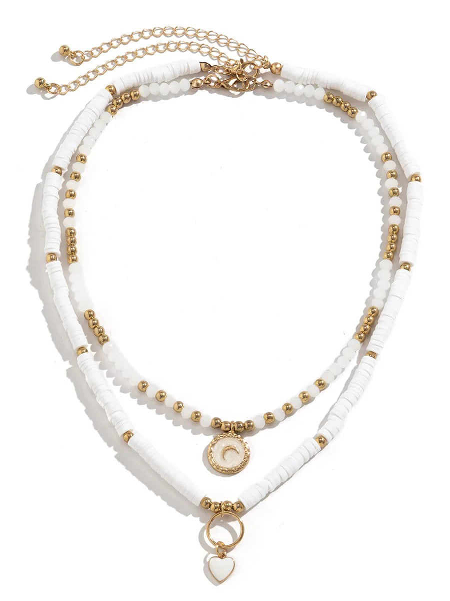 Collar de cristal con forma de corazón bohemio 