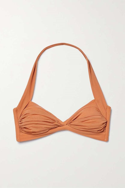 Conjunto de baño de tres piezas con cuello halter fruncido Brina 