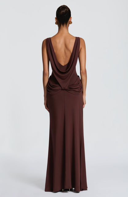 Bruna Maxi Dress - Plum Brown