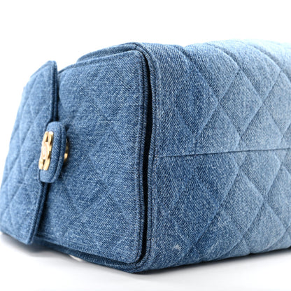 Washed Denim Quilted Small Chanel 25 Handbag Blue