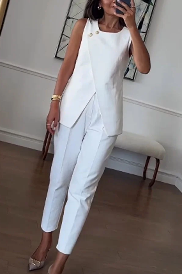 Fashion Commuter Irregular Vest \u0026 Pants Two-piece Set