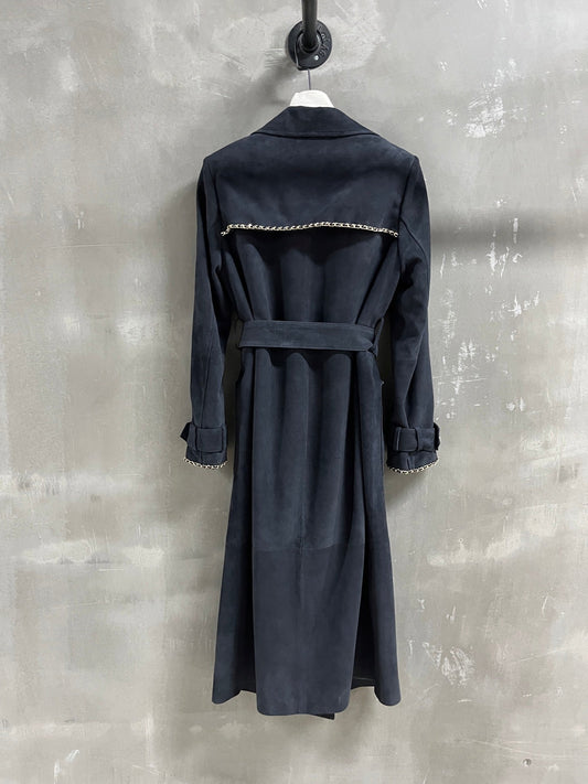 CC 25 Chain Trench Coat Blend Black Cashmere
