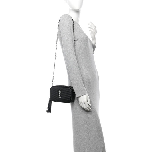 Grain De Poudre Matelasse Monogram Mini Lou Camera Bag Black