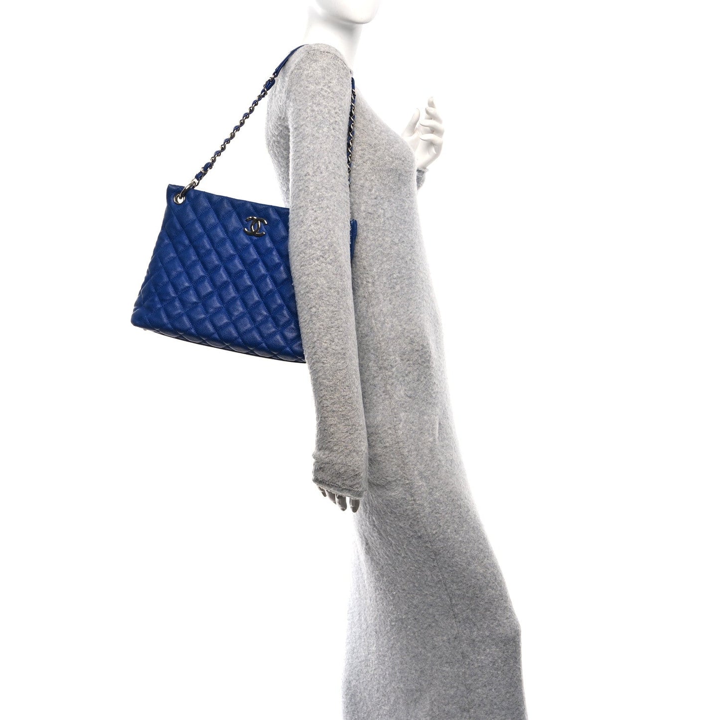 Caviar Quilted Easy Zip Tote Cobalt Blue