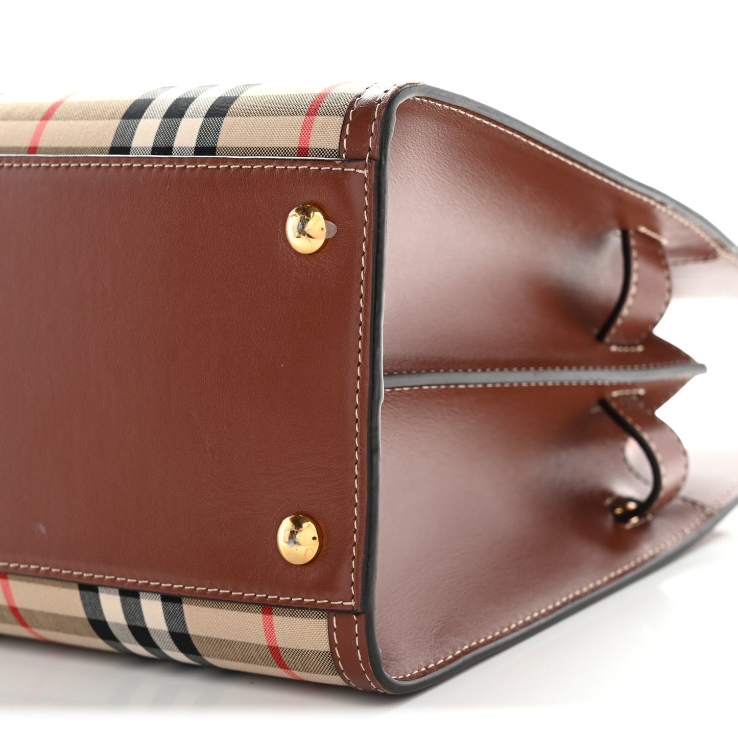 Calfskin Vintage Check Two Handle Title Bag Archive Beige