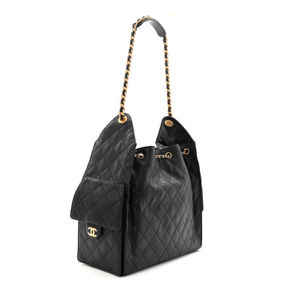 Caviar Quilted Medium Chanel 25 Handbag Black