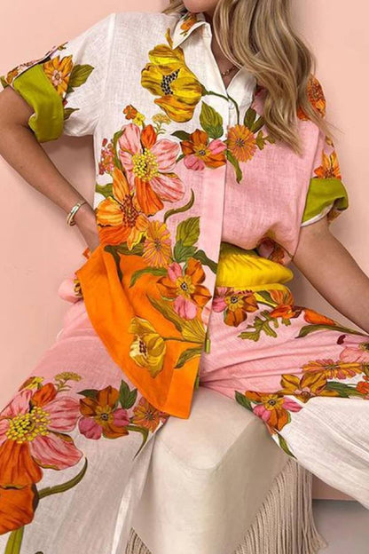 Conjunto de dos piezas con estampado floral apasionado