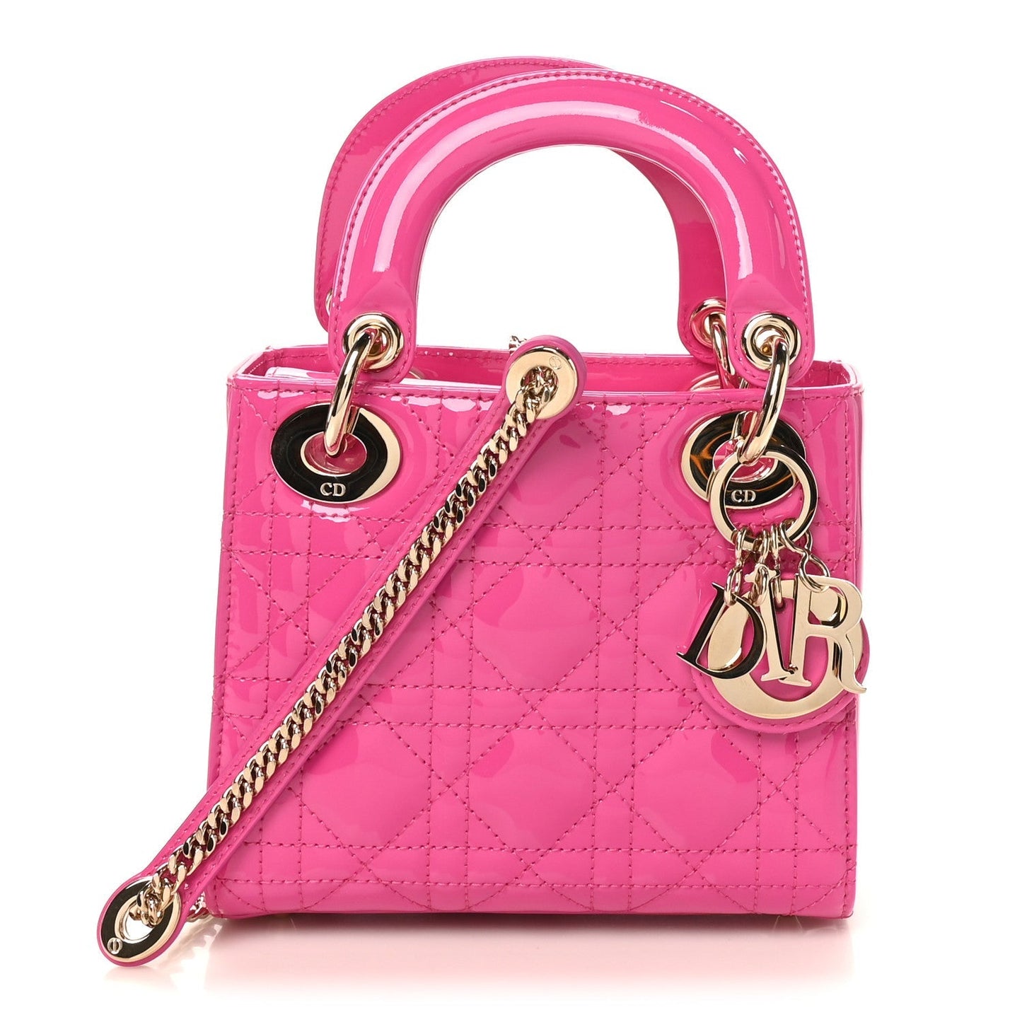 Patent Cannage Mini Lady Dior Pink