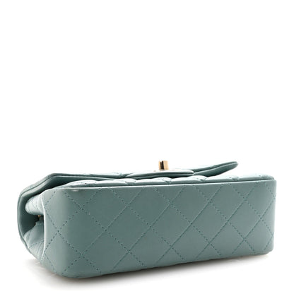 Lambskin Quilted Mini Rectangular Flap Green